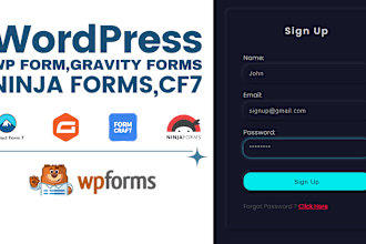 create or fix advance wpforms, contact form cf7, formcraft, gravity forms in 1hr