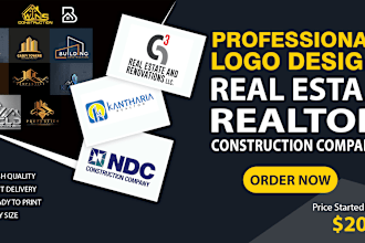 design minimal real estate, realtor, construction, and property logo