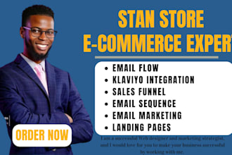 setup stan store and systeme io, landing pages, funnels, email flows or sequence