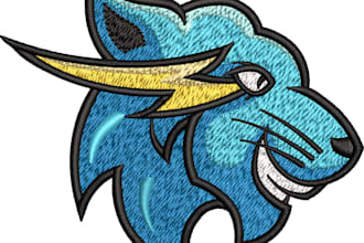do logo embroidery digitizing 3d puff,flat, into emb, dst, pes, in 1hr