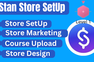 setup stan store, design course upload stan store, instagram credit repair store