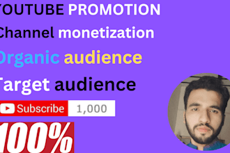 do complete youtube channel monetization and channel promotion
