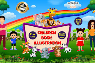 draw children story book illustration and children story book illustration