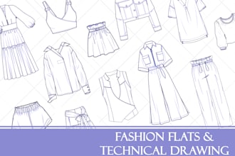 do fashion illustrations and technical drawings
