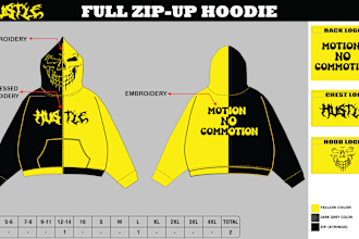 design attractive 2d custom clothing mockups and techpacks