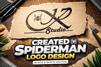 design spiderman style logo in black and white vector