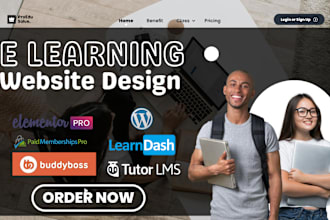 design online course, tutorlms, learndash elearning website on thinkific, kajabi