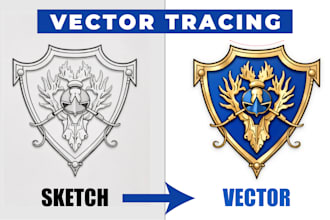 trace and convert image sketch or logo to vector format