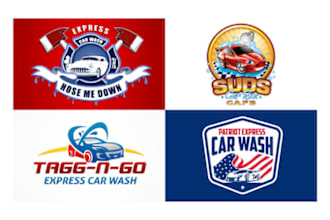 do automotive car wash cleaning service business logo design