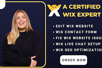 setup, fix any wix website issues, edit wix contact form, wix live chat, wix seo