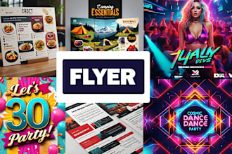 design product, camping, food, club, party, event or birthday and business flyer