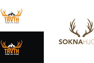 do modern unique hunting fishing and mountain logo design