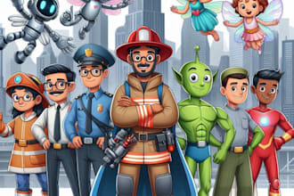 create cartoon characters and superhero for you