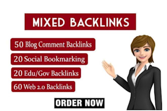 give high quality 150 mixed backlinks in google top ranking