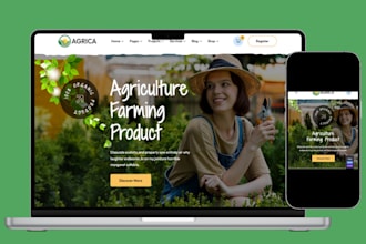 create farmer website agriculture, gardening landing page fish farm website