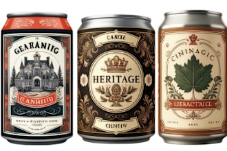 design label for can, beer, soda, beverages, juice, seltzer, cola, energy drinks