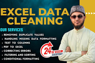 excel data cleaning, formatting, clean up within 24 hours