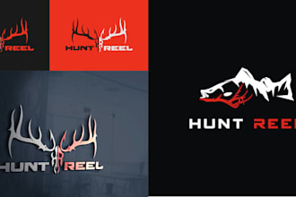 do modern minimalist unique hunting  and fishing logo design