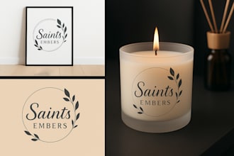 design luxury candle label,candle logo and packaging design