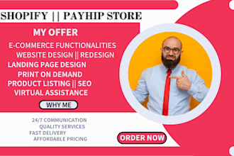 redesign shopify payhip store printful printify website etsy digital product seo
