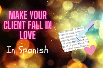 provide a powerful text in spanish to enchant your client