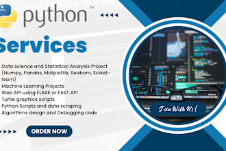 do python scripts, projects, data analysis and business assignments