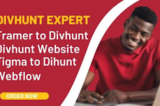 develop divhunt website, convert webflow, figma to divhunt