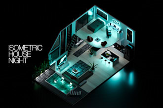 design amazing 3d isometric room and place