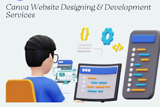 develop, design basic website with free canva domain with qr code and short url