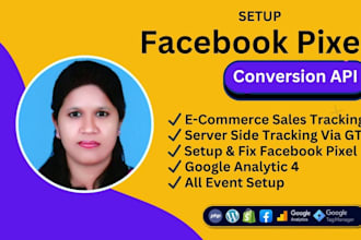 setup facebook pixel, conversion api, sarver side tracking, tag manager
