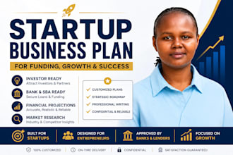 develop startup business plan for investors, banks and sba funding