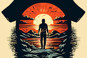 create linocut t shirt design for brands