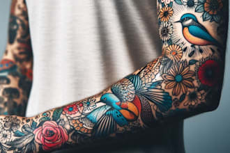 do tribal tattoo, japanese tattoo and custom tattoo sleeve