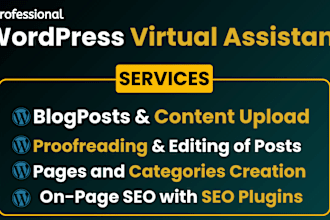 be your wordpress virtual assistant for uploading content and SEO optimization