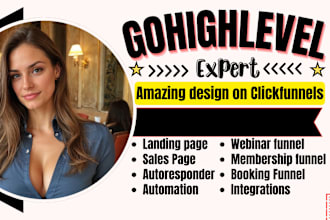 build gohighlevel website, gohighlevel sales funnel, clickfunnels, kajabi expert
