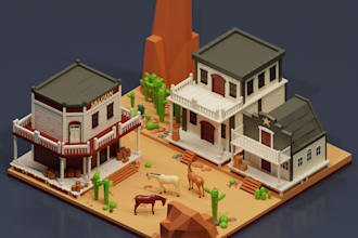 make a 3d isometric model or scene