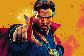do custom comic book illustration and superhero character