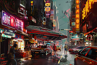 make a futuristic cyberpunk night city