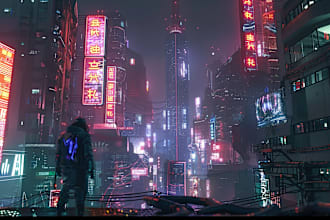 draw futuristic cyberpunk city or background art