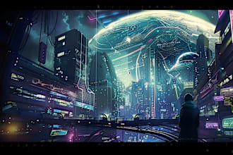 create futuristic cyberpunk city for you
