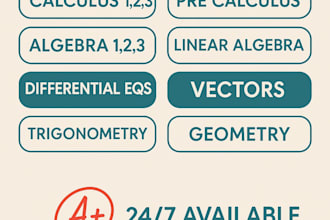 help in calculus, statistics, linear algebra and trigonometry