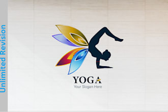 make minimal colorful health yoga wellness logo design