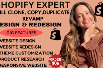 clone, copy, duplicate, clone shopify store, shopify website or redesign shopify