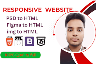 create a website responsive PSD to HTML, xd to HTML, and figma to HTML