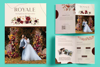 design bifold brochure for wedding business  resturant