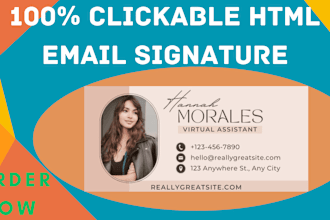 create unique clickable HTML email signature just in 2 hours