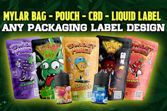 design mylar bag, weed pouch, liquid label and any label weed product
