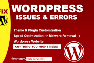 fix wordpress issues, error, bugs, woocommerce, plugins, php, html, css bug fix