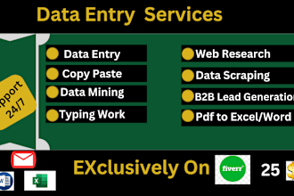 do data enrichment, restaurant menu data entry, and b2b linkedin lead generation