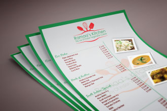 design flyer, menu, biz cards